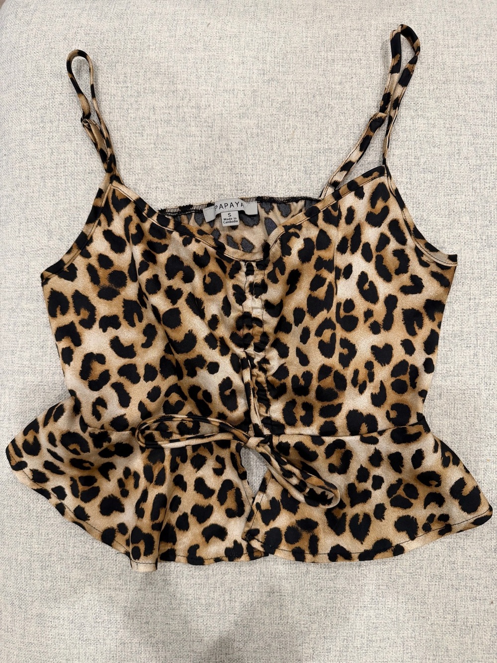 Papaya Leopard Print Tie-Front  Crop Top